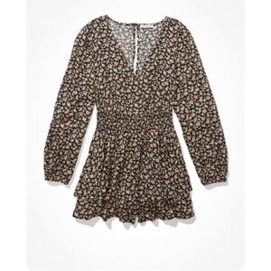 AE Printed V-Neck Tiered Romper